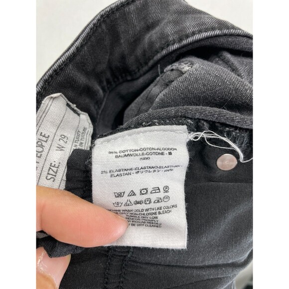 Free People Women’s 29 Black Denim Jeans 5 Pocket Perfectly Destroyed Distressed - Picture 10 of 10